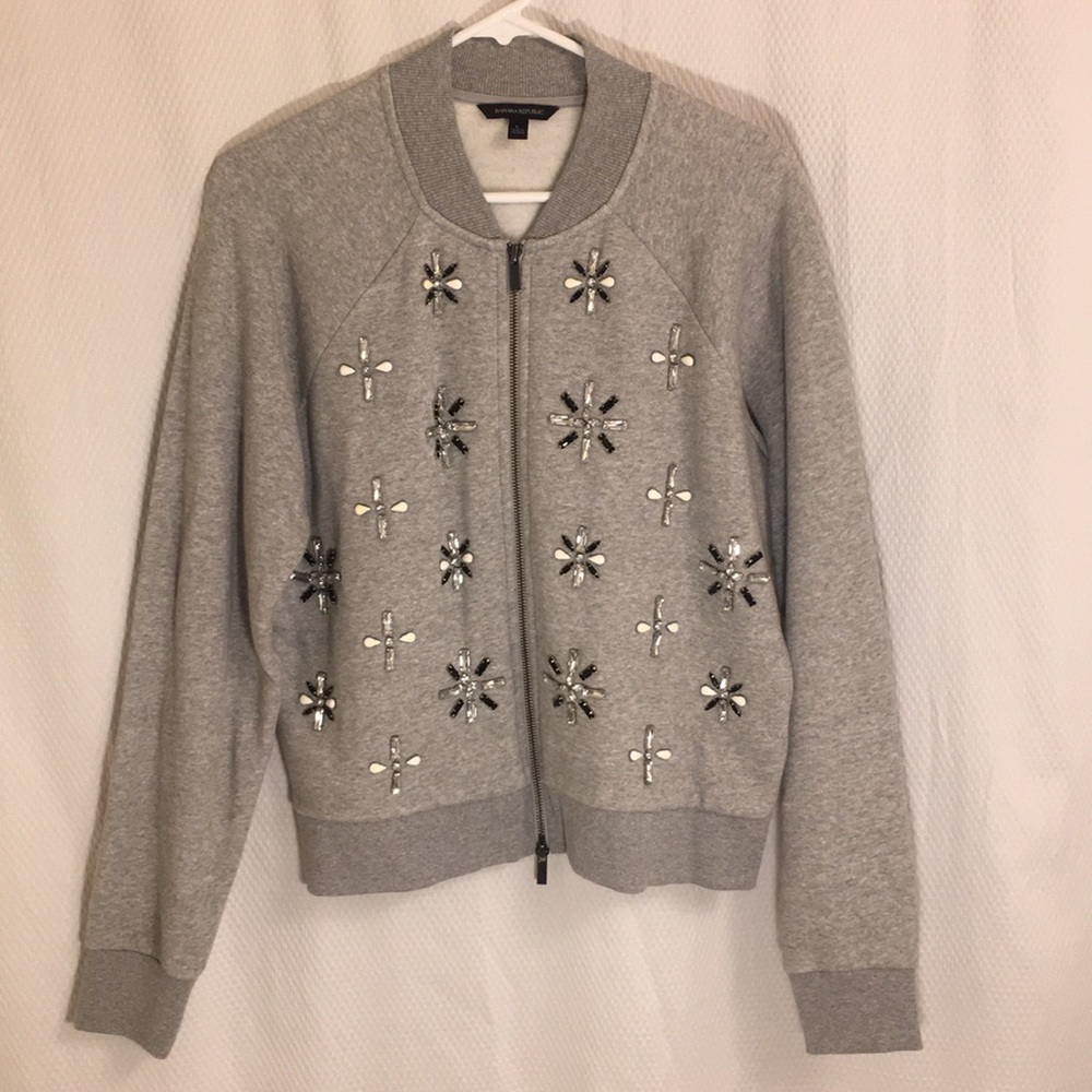 BANANA REPUBLIC Zippered Rhinestone Sweatshirt